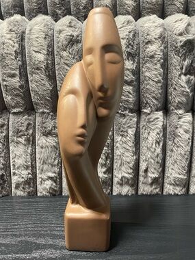 Rare Modern Abstract “Lovers” Intertwined Two Faces Statue Art MCM Man Woman